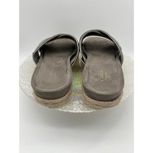 Carvela Comfort Slip on Silver Rhinestone Open Round Toe Sandals Size 7 - Picture 6 of 10